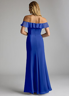 Azazie Sophie Bridesmaid Dresses Royal Blue A-Line Off the Shoulder Chiffon Convertible Dress image3