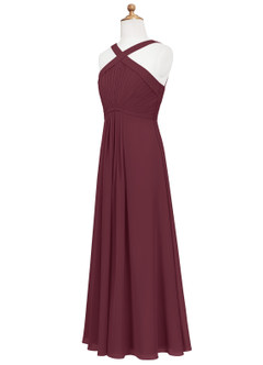 Azazie Anthea Junior Plissee Chiffon Kleid Cabernetrot image8