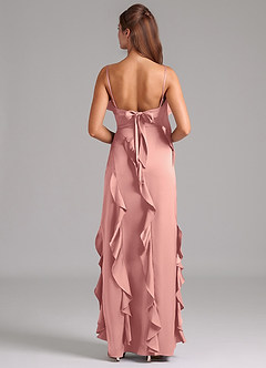 Azazie Malia Brautjungfernkleider A-Linie Seitliche Cut-Outs Stretch-Satin Kleid Rosettenrosa image6