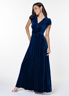 Dreaming Of You Navy Blue Velvet Maxi Dress image5