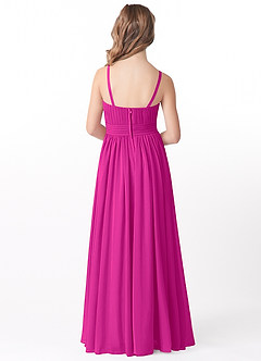 Azazie Astrid Junior Fuchsia A-Line Floral Chiffon Dress image2