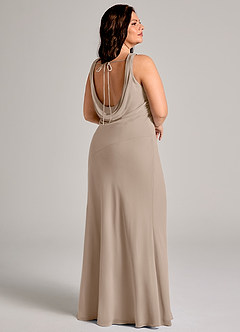 Azazie Rylina Bridesmaid Dresses Taupe Mermaid Pleated Chiffon Dress image8