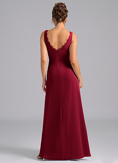 Azazie Bernice Bridesmaid Dresses Burgundy A-Line Pleated Chiffon Dress image2