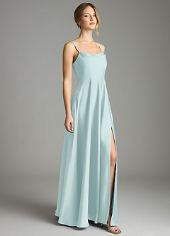 Azazie Elle Bridesmaid Dresses Mist A-Line Pleated Stretch Satin Dress image4