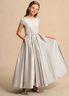 Azazie Bunny Junior Formal Sukienki dla dziewczynek sypiących kwiaty Suknia balowa Koronka Sznurówka Długość kostki Sukienka image1