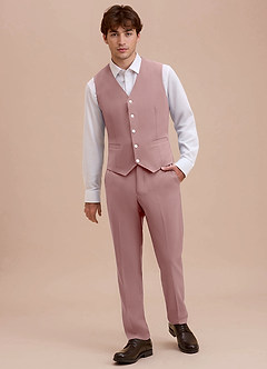 front Ethan Dusty Rose Refined Weave Suit Vest