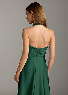 Azazie Tessie Brautjungfernkleider A-Linie Plissee Stretch-Satin Kleid Dunkelgrün image7