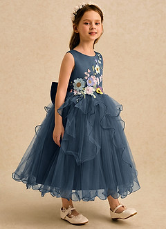 Azazie Savannah Flower Girl Dresses Neptune Ball-Gown Lace Tulle Dress image4