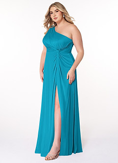 Azazie Brooke Abiti da Damigella Abito A-Line in Maglia Monospalla Giada image8