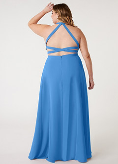Azazie Clarice Bridesmaid Dresses Blue Jay A-Line Halter Chiffon Dress image9