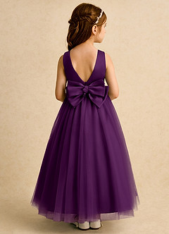 Azazie Lior Flower Girl Dresses Grape Ball-Gown Pleated Tulle Dress image5