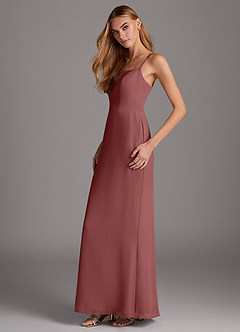 Azazie Tayla Bridesmaid Dresses Amethyst Sheath Square Neckline Chiffon Dress image3