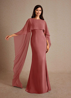 Azazie Milfred Mother of the Bride Dresses Antique Rose Sheath Boatneck Stretch Satin Dress image4