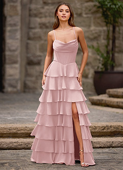 Rhythm Rosa Cipria Abito da ballo a trapezio con volant image7