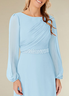 Azazie Priyanka Mother of the Bride Dresses Sky Blue A-Line Boatneck Pleated Chiffon Dress image3