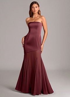 Azazie Uma Bridesmaid Dresses Merlot Mermaid Strapless Chiffon Convertible Dress image1