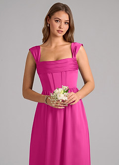 Azazie Hattie Brautjungfernkleider A-Linie Korsett Stretch-Satin Kleid Fuchsia image6