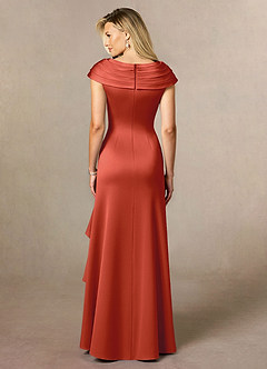 Azazie Anderson Kleider für die Brautmutter A-Linie Plissee Stretch-Satin Kleid Rost image2