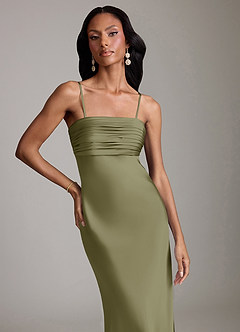 Azazie Saylor Brudtärnklänningar Klä av Sjöjungfru i Stretch Satin Axelbandslös Pistasch image3