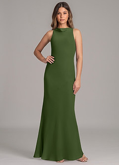 Azazie Allettie Final Sale Olive Mermaid Chiffon Dress image1