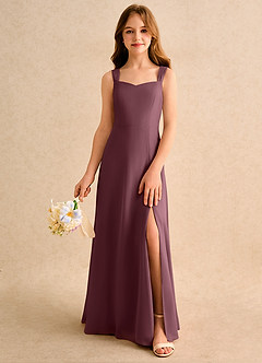Azazie Makani Girls Formal Blumenmädchenkleider A-Linie Herzausschnitt Chiffon Kleid Sangria image3
