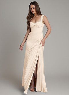 Azazie Amberly Bridesmaid Dresses White Alabaster Sheath Sweetheart Neckline Chiffon Dress image4