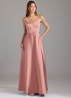 Azazie Marley Robes de demoiselle d'honneur Robe Trapèze Convertible en Satin extensible Épaule décolletée Rosette image3