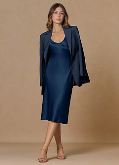 front Rowan Dark Navy Refined Weave Performance 2-Piece Suit