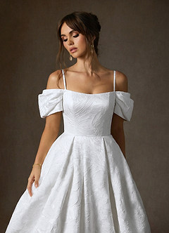 Azazie Efina Hochzeitskleider Ballkleid Blumen-Jacquard Kleid Diamantweiß image7