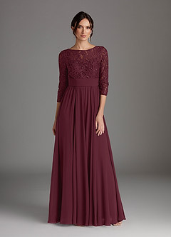 Azazie Carmena vestidos de madre de la novia Vestido de Cabernet de Gasa de Corte En A con Lentejuela image1