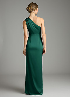 Azazie Emorie 신부 들러리 드레스 쉬스 한쪽 어깨 스트레치 새틴 바닥 길이 드레스 image6