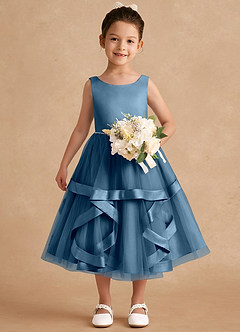 Azazie Posy Flower Girl Dresses Bermuda A-Line Beaded Tulle Dress image4