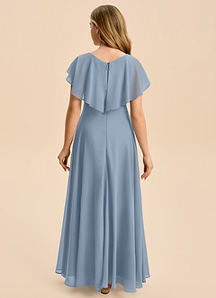 Azazie Katie Junior Dusty Blue A-Line Ruched Chiffon Dress image2