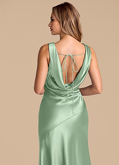 Azazie Rylina 신부 들러리 드레스 인어 메탈릭 새틴 바닥 길이 드레스 image2