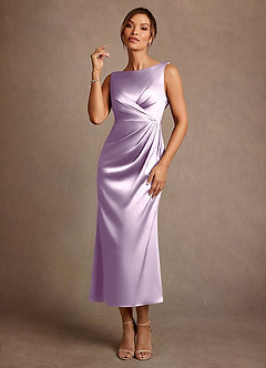 Azazie Mazhe Mère de la mariée Robes Robe Trapèze en Satin extensible Plissée Frostiges Flieder image1