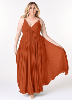 Azazie Raychelle Bridesmaid Dresses Burnt Orange A-Line V-Neck Chiffon Dress image7