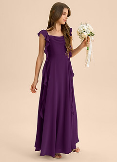 Azazie Carmin Junior Klä av A-Line i Chiffong Rynkad image6