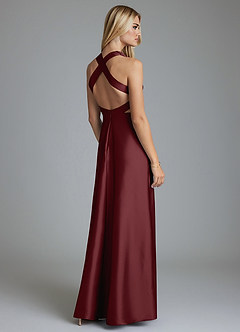 Azazie Raelynn Final Sale Dusty Sage A-Line Pleated Stretch Satin Dress image2