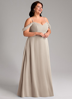Azazie Marley Bridesmaid Dresses Frost A-Line Off the Shoulder Chiffon Convertible Dress image15