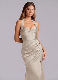 Azazie Destiny Brudtärnklänningar Klä av Sjöjungfru i Stretch Satin Älskling Halsringning Frost image5