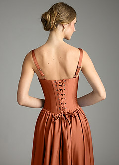 Azazie Evadina Suknie dla druhen Linia A Gorset Satyna elastyczna Do ziemi Sukienka image6