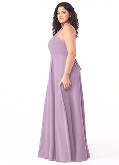 Azazie Dixie Vestidos de damas de honor Vestido de Glicinia de Gasa de Corte en A con Halter Plisado image8