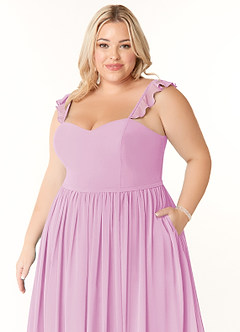 Azazie Metz Final Sale Candy Pink A-Line Sweetheart Ruched Chiffon Dress image11