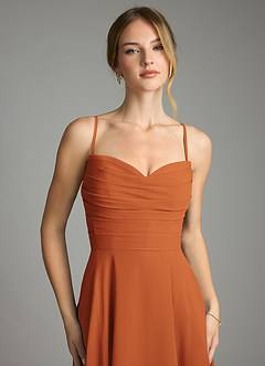 Azazie Ayla Abiti da Damigella Abito A-Line in Chiffon Scollo a Cuore Cannella image3