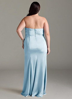 Azazie Yola Robes de demoiselle d'honneur Robe Fourreau Convertible en Satin extensible Plissee mit V-Ausschnitt Bleu Ciel image10