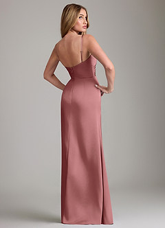 Azazie Danelle Jurken voor bruidsmeisjes Jurk van Stretch Satijn met Kolom Geplooid Amethist image2