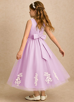 Azazie Rylie Blumenmädchenkleider A-Linie Spitze Tüll Kleid Bonbonrosa image5