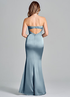 Azazie Olea 신부 들러리 드레스 인어 스트랩리스 스트레치 새틴 바닥 길이 드레스 image4