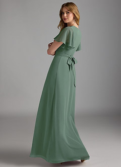 Azazie Zaniah Bridesmaid Dresses Eucalyptus A-Line Chiffon Dress image7