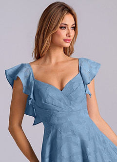 Azazie Leilani 신부 들러리 드레스 A라인 스윗하트 네크라인 플로럴 번아웃 바닥 길이 드레스 image7